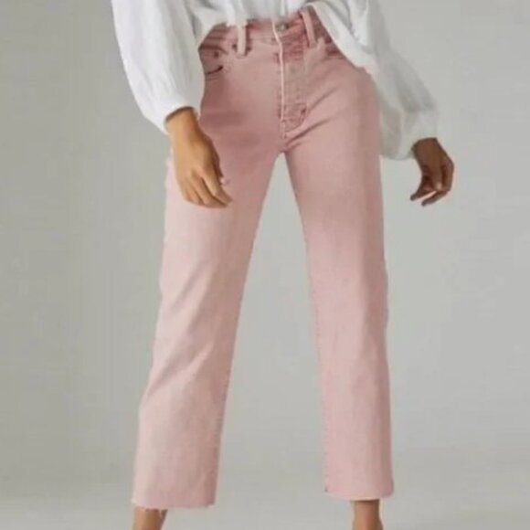 Lucky Brand 90s Loose High Rise Crop Jeans Women’s 10/30 Light Pink Raw Hem - Picture 1 of 10